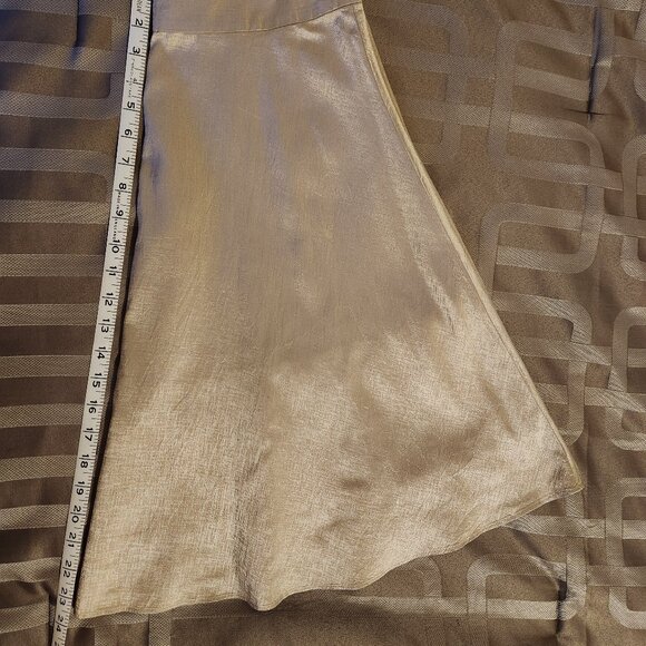 BANANA REPUBLIC WOMENS SKIRT SZ 2 GOLD TONE SILK  HALF CIRCLE - Picture 9 of 10